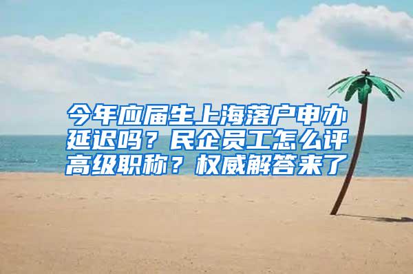 今年应届生上海落户申办延迟吗？民企员工怎么评高级职称？权威解答来了