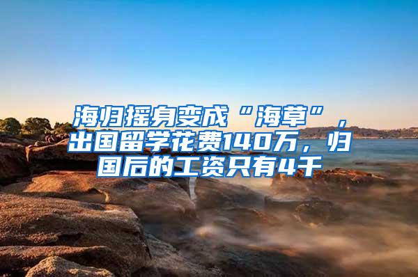 海归摇身变成“海草”，出国留学花费140万，归国后的工资只有4千