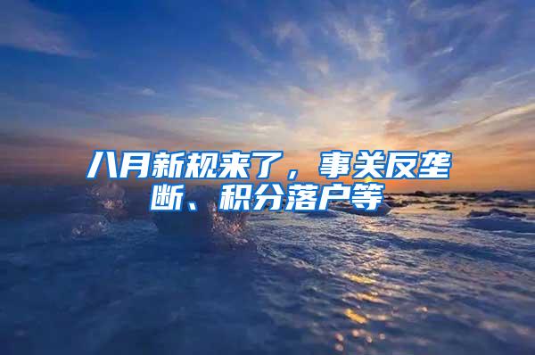 八月新规来了，事关反垄断、积分落户等