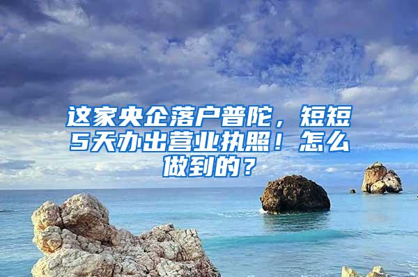 这家央企落户普陀，短短5天办出营业执照！怎么做到的？