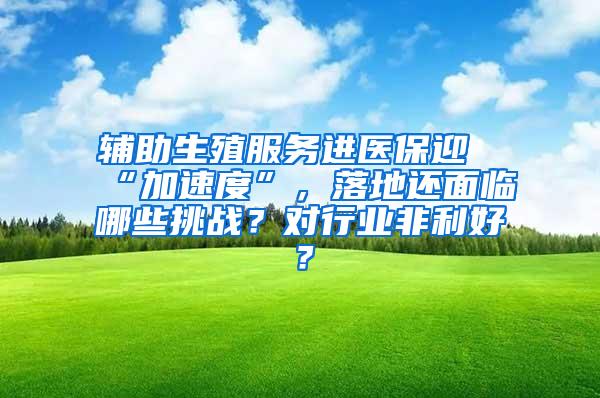 辅助生殖服务进医保迎“加速度”，落地还面临哪些挑战？对行业非利好？