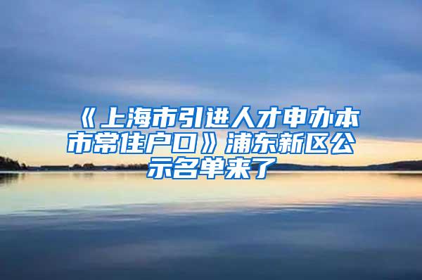 《上海市引进人才申办本市常住户口》浦东新区公示名单来了