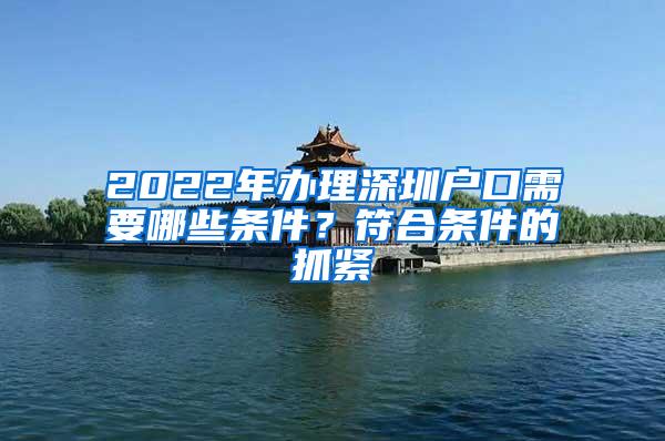 2022年办理深圳户口需要哪些条件？符合条件的抓紧