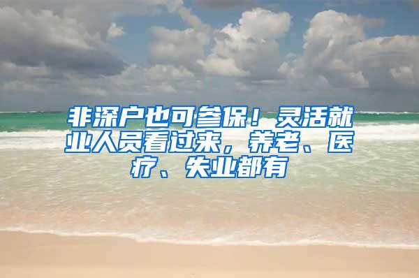 非深户也可参保！灵活就业人员看过来，养老、医疗、失业都有