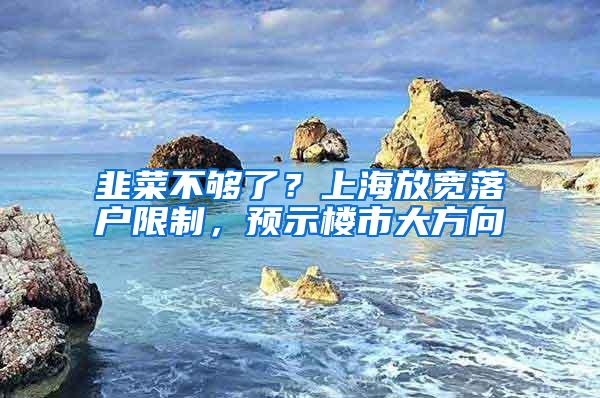 韭菜不够了？上海放宽落户限制，预示楼市大方向