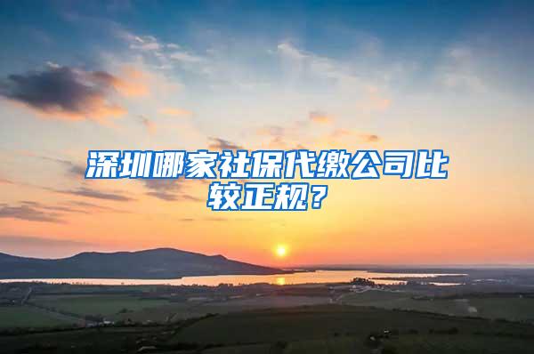 深圳哪家社保代缴公司比较正规？