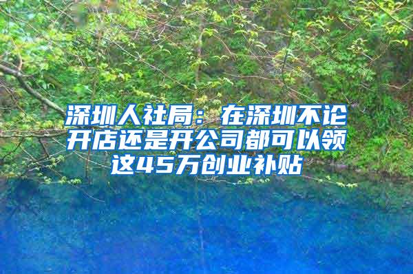 深圳人社局：在深圳不论开店还是开公司都可以领这45万创业补贴