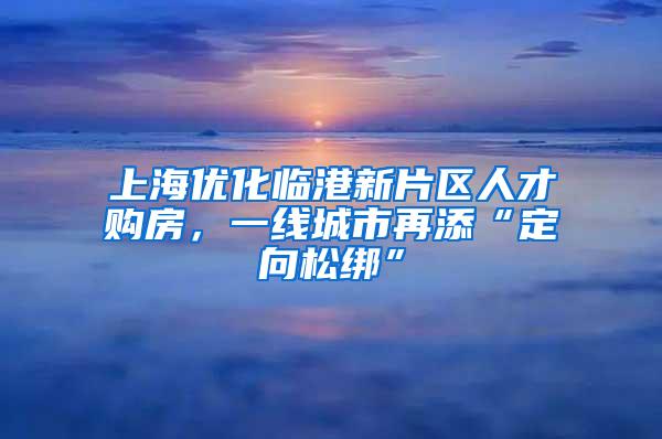 上海优化临港新片区人才购房，一线城市再添“定向松绑”