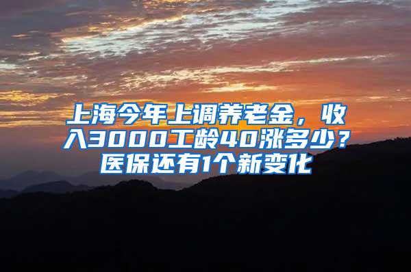 上海今年上调养老金，收入3000工龄40涨多少？医保还有1个新变化