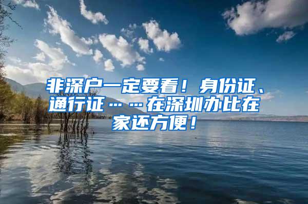 非深户一定要看！身份证、通行证……在深圳办比在家还方便！