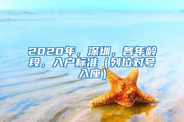 2020年，深圳，各年龄段，入户标准（列位对号入座）