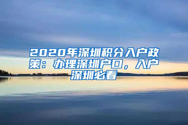 2020年深圳积分入户政策：办理深圳户口，入户深圳必看