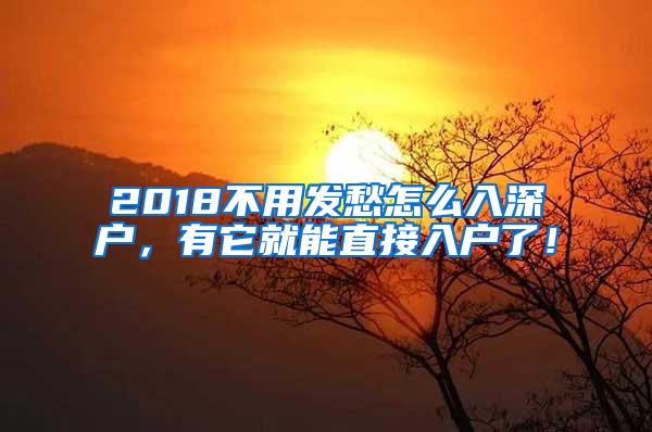 2018不用发愁怎么入深户，有它就能直接入户了！