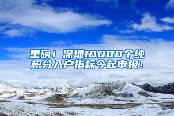 重磅！深圳10000个纯积分入户指标今起申报！