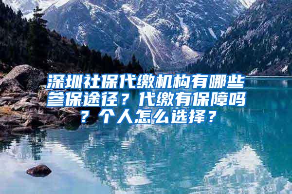 深圳社保代缴机构有哪些参保途径？代缴有保障吗？个人怎么选择？