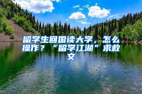 留学生回国读大学，怎么操作？“留学江湖”求救文