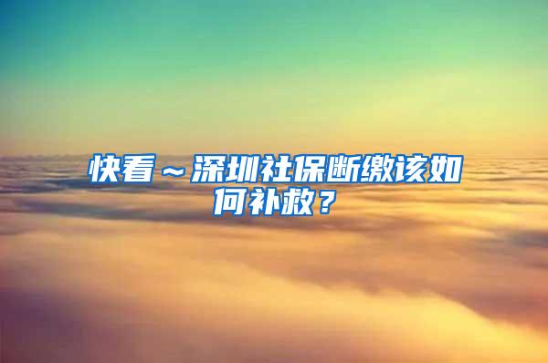 快看～深圳社保断缴该如何补救？