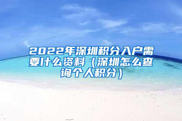 2022年深圳积分入户需要什么资料（深圳怎么查询个人积分）