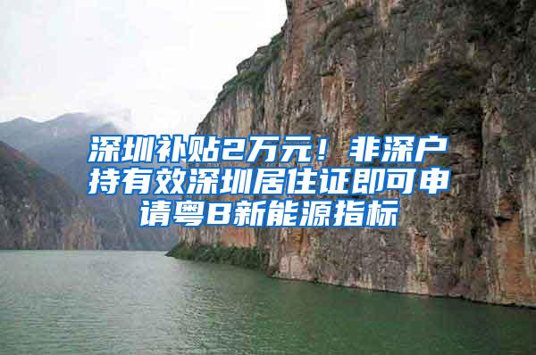 深圳补贴2万元！非深户持有效深圳居住证即可申请粤B新能源指标