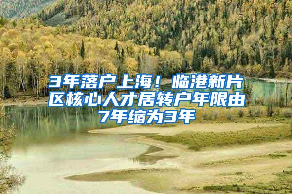 3年落户上海！临港新片区核心人才居转户年限由7年缩为3年