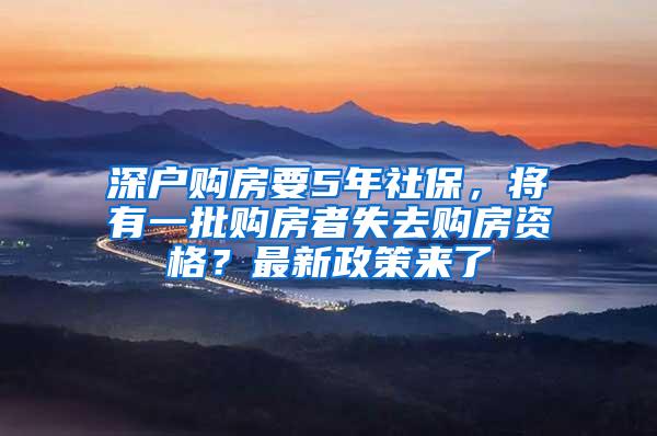 深户购房要5年社保，将有一批购房者失去购房资格？最新政策来了