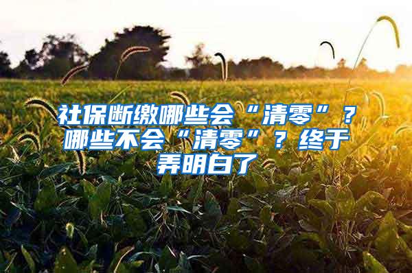 社保断缴哪些会“清零”？哪些不会“清零”？终于弄明白了