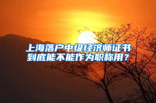 上海落户中级经济师证书到底能不能作为职称用？