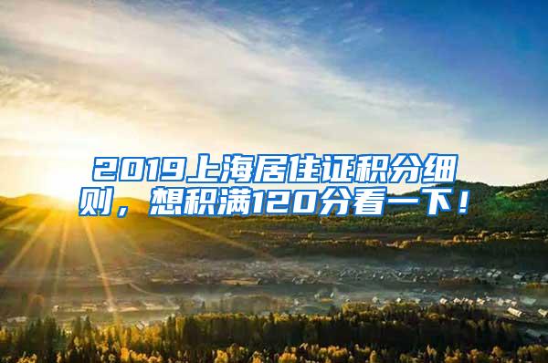 2019上海居住证积分细则，想积满120分看一下！