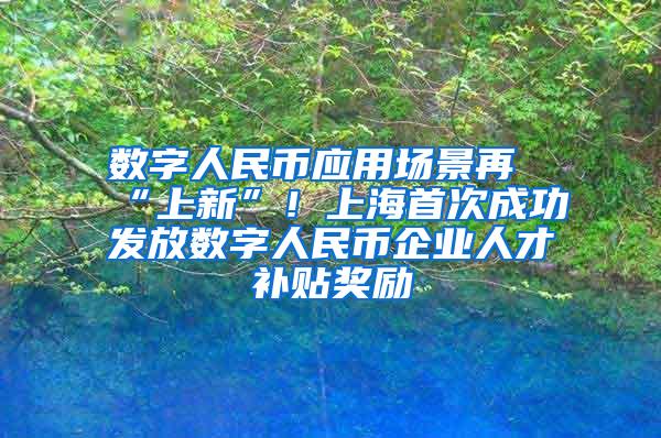 数字人民币应用场景再“上新”！上海首次成功发放数字人民币企业人才补贴奖励