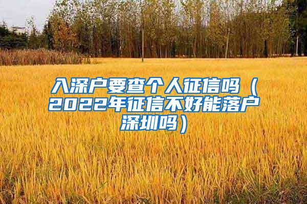 入深户要查个人征信吗（2022年征信不好能落户深圳吗）