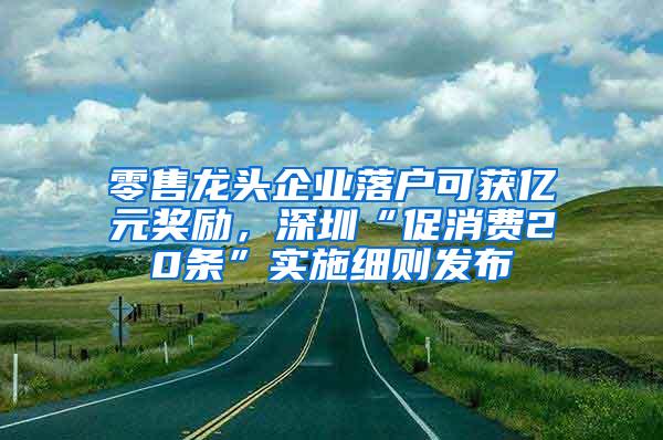 零售龙头企业落户可获亿元奖励，深圳“促消费20条”实施细则发布