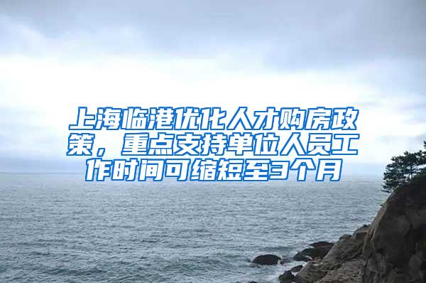 上海临港优化人才购房政策，重点支持单位人员工作时间可缩短至3个月