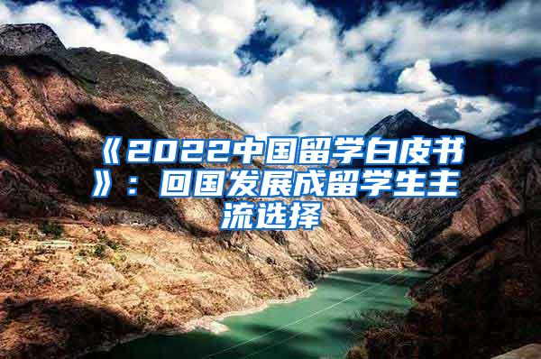 《2022中国留学白皮书》：回国发展成留学生主流选择