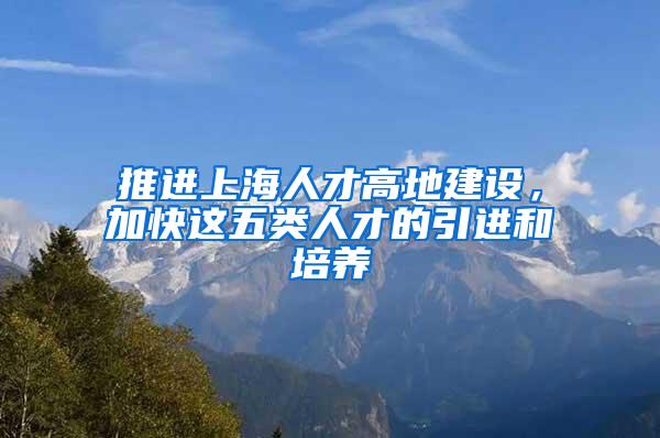 推进上海人才高地建设，加快这五类人才的引进和培养