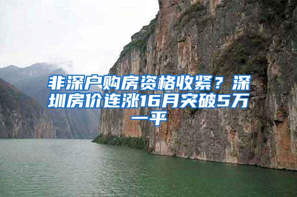 非深户购房资格收紧？深圳房价连涨16月突破5万一平