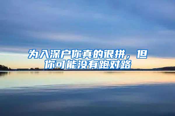 为入深户你真的很拼，但你可能没有跑对路