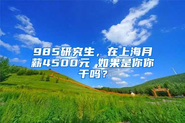 985研究生，在上海月薪4500元 如果是你你干吗？