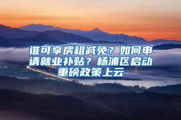 谁可享房租减免？如何申请就业补贴？杨浦区启动重磅政策上云