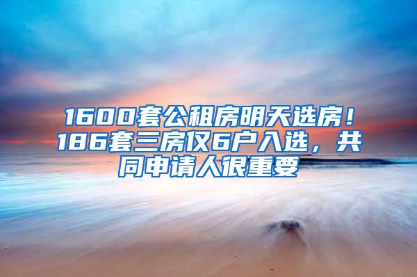 1600套公租房明天选房！186套三房仅6户入选，共同申请人很重要