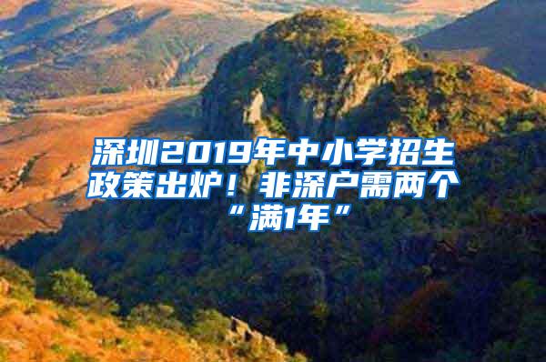 深圳2019年中小学招生政策出炉！非深户需两个“满1年”