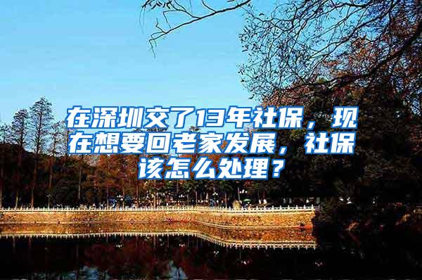 在深圳交了13年社保，现在想要回老家发展，社保该怎么处理？