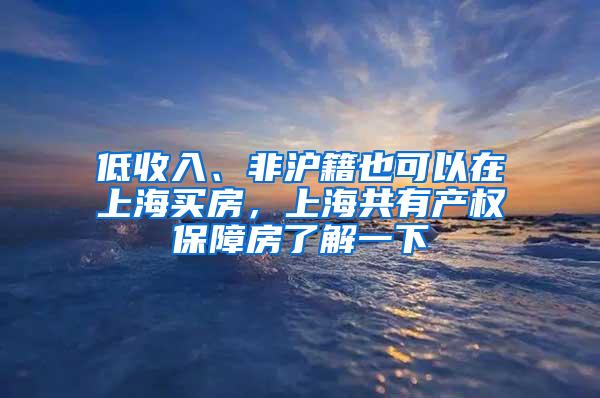 低收入、非沪籍也可以在上海买房，上海共有产权保障房了解一下