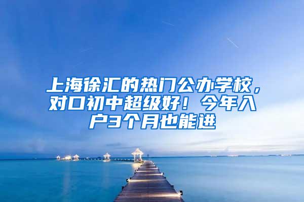 上海徐汇的热门公办学校，对口初中超级好！今年入户3个月也能进