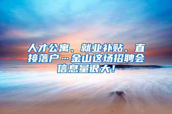 人才公寓、就业补贴、直接落户…金山这场招聘会信息量很大！