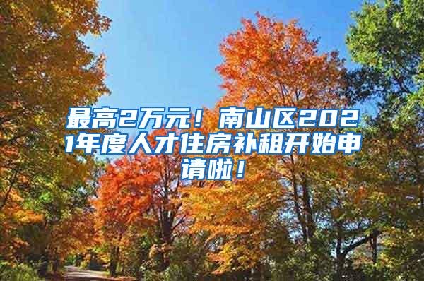 最高2万元！南山区2021年度人才住房补租开始申请啦！