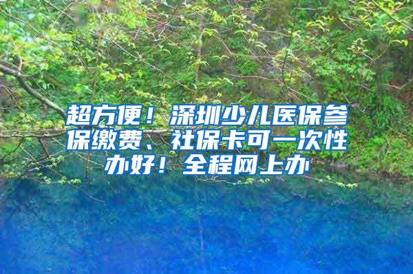 超方便！深圳少儿医保参保缴费、社保卡可一次性办好！全程网上办