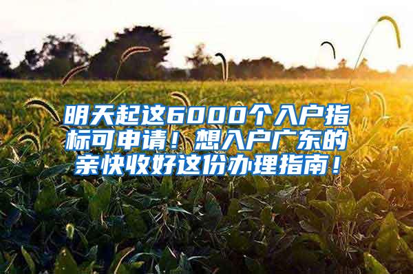 明天起这6000个入户指标可申请！想入户广东的亲快收好这份办理指南！