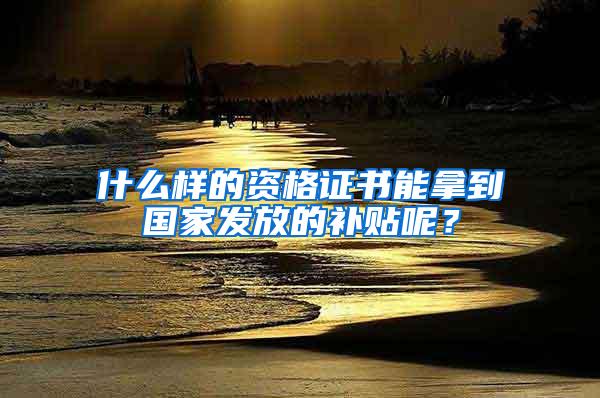 什么样的资格证书能拿到国家发放的补贴呢？