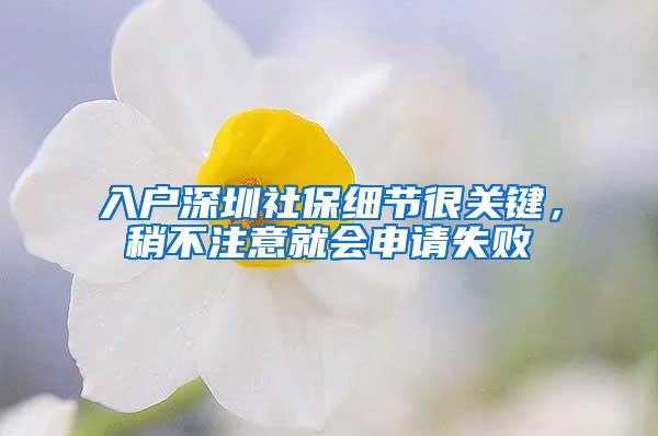 入户深圳社保细节很关键，稍不注意就会申请失败