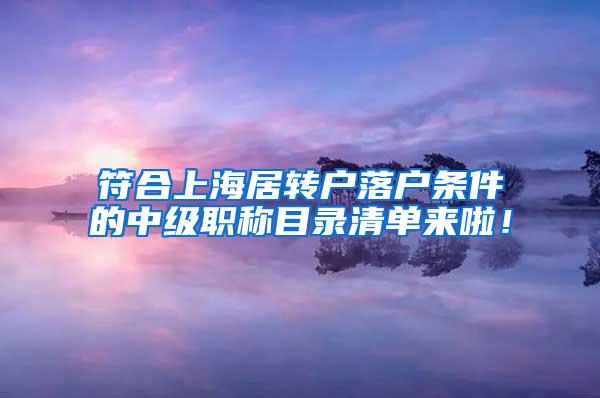 符合上海居转户落户条件的中级职称目录清单来啦！